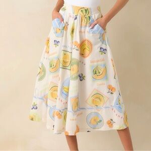 NWT PROSPERINA ANNIE MULTI PRINT COTTON APRON MIDI SKIRT